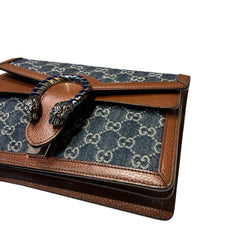 Gucci Dionysus Small Shoulder Bag - GG Monogram Denim & Brown Leather (28cm)