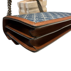 Gucci Dionysus Small Shoulder Bag - GG Monogram Denim & Brown Leather (28cm)