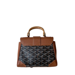 Goyard Saigon Mini Structured Bag - Black & Tan Goyardine (Full Set)