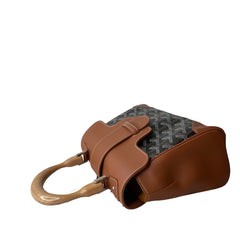 Goyard Saigon Mini Structured Bag - Black & Tan Goyardine (Full Set)