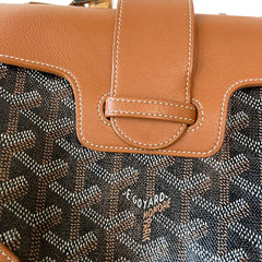 Goyard Saigon Mini Structured Bag - Black & Tan Goyardine (Full Set)