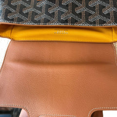 Goyard Saigon Mini Structured Bag - Black & Tan Goyardine (Full Set)