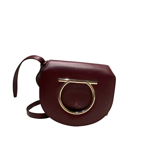Salvatore Ferragamo Gancini Ring Crossbody Bag - Deep Red Smooth Leather