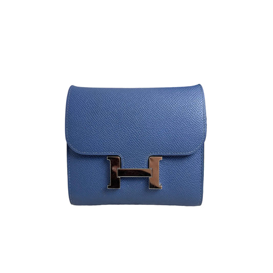 Hermès Constance Wallet in Agate Blue and Red with Silver Hardware