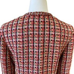 Chanel Red Multi-Color Tweed Jacket | Size FR 40 (US 8) | Collarless Button Down | Excellent Condition