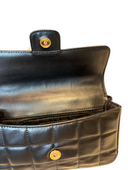 Vintage Chanel Camellia Flap Bag - Chocolate Bar Quilt Black Lambskin (18cm)