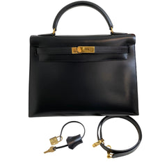 Enduring Icon: Hermès Kelly 32 in Black Box Leather with Gold Hardware