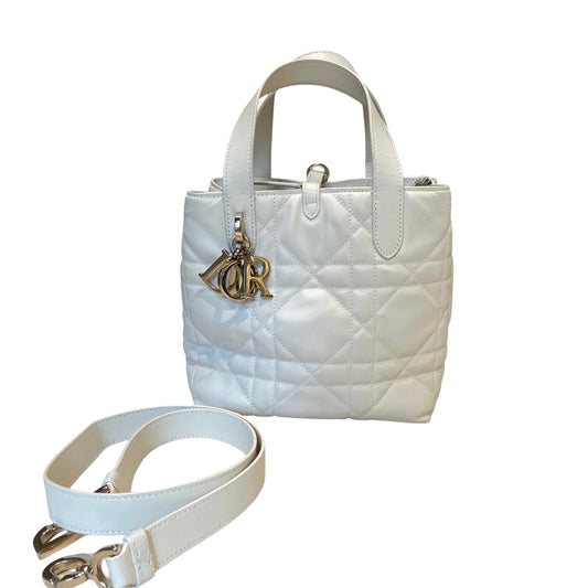 Soft Modern Elegance: Small Dior Toujours Vertical Bag in Cream Cannage Calfskin