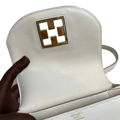 Hermès Mini Mosaic in Milk White with Gold Hardware
