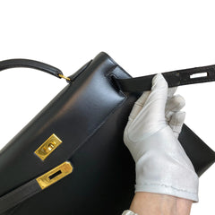 Enduring Icon: Hermès Kelly 32 in Black Box Leather with Gold Hardware