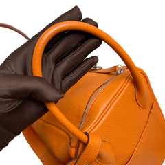 Hermès Lindy 34 in Orange Taurillon Clemence with Silver Hardware