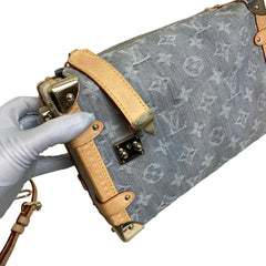 Louis Vuitton Side Trunk MM - Monogram Jacquard Denim (Washed Grey) - Gold Hardware