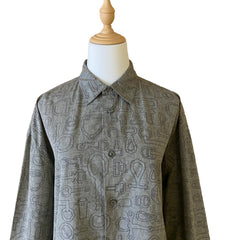 Hermès Grey Allover Print Long-Sleeve Shirt Size 41