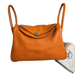 Hermès Lindy 34 in Orange Taurillon Clemence with Silver Hardware
