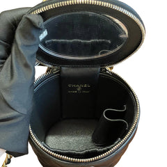 Chanel 22A Black Lambskin Mini Vanity Case with Chain Top Handle - Gold Hardware