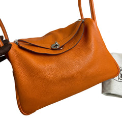 Hermès Lindy 34 in Orange Taurillon Clemence with Silver Hardware