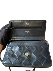 Chanel Classic Wallet On Chain (WOC) - Black Grained Calfskin Caviar with Gold Hardware