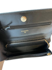 Chanel Classic Wallet On Chain (WOC) - Black Grained Calfskin Caviar with Gold Hardware