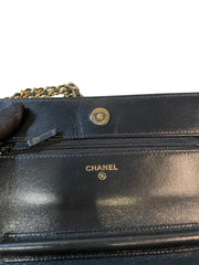 Chanel Classic Wallet On Chain (WOC) - Black Grained Calfskin Caviar with Gold Hardware