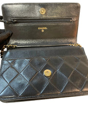 Chanel Classic Wallet On Chain (WOC) - Black Grained Calfskin Caviar with Gold Hardware
