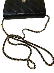 Chanel Classic Wallet On Chain (WOC) - Black Grained Calfskin Caviar with Gold Hardware