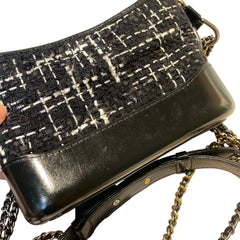 Chanel Small Gabrielle Hobo Bag - Black Tweed & Aged Calfskin