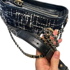 Chanel Small Gabrielle Hobo Bag - Black Tweed & Aged Calfskin
