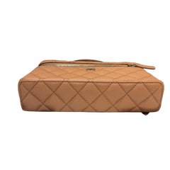 Chanel 25B Caramel Grained Calfskin Vanity Case Bag with Top Handle