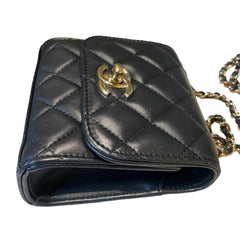 Chanel Mini Trendy CC Flap Bag - Black Lambskin with Gold-Tone Hardware