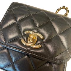 Chanel Mini Trendy CC Flap Bag - Black Lambskin with Gold-Tone Hardware