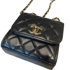 Chanel Mini Trendy CC Flap Bag - Black Lambskin with Gold-Tone Hardware