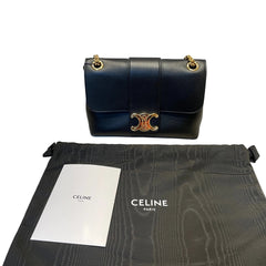 Celine Teen Victoire Bag in Black Grained Calfskin - Triomphe Metallic Closure