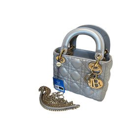 Christian Dior Mini Lady Dior Bag - Pearlescent Grey Cannage Lambskin