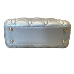Christian Dior Mini Lady Dior Bag - Pearlescent Grey Cannage Lambskin