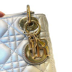 Christian Dior Mini Lady Dior Bag - Pearlescent Grey Cannage Lambskin