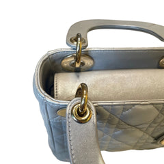 Christian Dior Mini Lady Dior Bag - Pearlescent Grey Cannage Lambskin