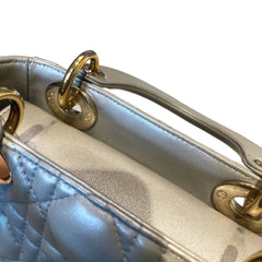 Christian Dior Mini Lady Dior Bag - Pearlescent Grey Cannage Lambskin