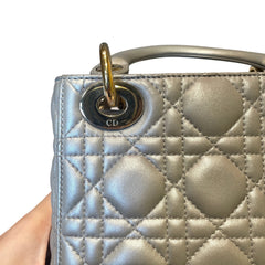 Christian Dior Mini Lady Dior Bag - Pearlescent Grey Cannage Lambskin