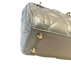 Christian Dior Mini Lady Dior Bag - Pearlescent Grey Cannage Lambskin
