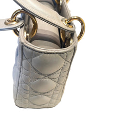Christian Dior Mini Lady Dior Bag - Pearlescent Grey Cannage Lambskin