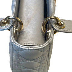 Christian Dior Mini Lady Dior Bag - Pearlescent Grey Cannage Lambskin