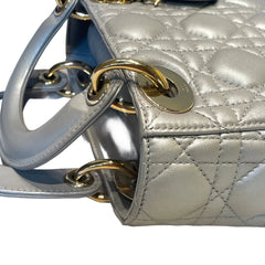 Christian Dior Mini Lady Dior Bag - Pearlescent Grey Cannage Lambskin