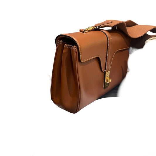 Celine Teen Soft 16 Bag in Smooth Calfskin - Tan/Caramel with Textile Strap