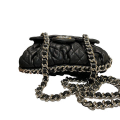 Chanel Black Quilted Lambskin Ruched "Dumpling" Flap Bag - Silver Hardware