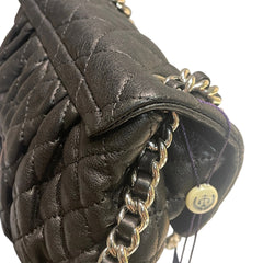 Chanel Black Quilted Lambskin Ruched "Dumpling" Flap Bag - Silver Hardware