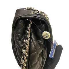 Chanel Black Quilted Lambskin Ruched "Dumpling" Flap Bag - Silver Hardware