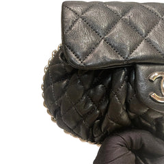 Chanel Black Quilted Lambskin Ruched "Dumpling" Flap Bag - Silver Hardware