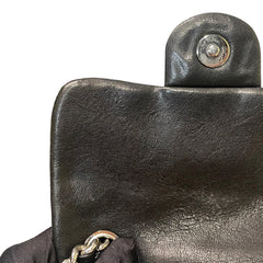 Chanel Black Quilted Lambskin Ruched "Dumpling" Flap Bag - Silver Hardware