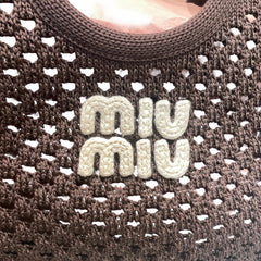 Miu Miu IVY Cotton Net Handbag - Japan Exclusive "Chestnut Brown" Mesh Tote