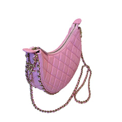 Chanel 23P Small Hobo Moon Bag - Pink Quilted Lambskin with Gold Hardware